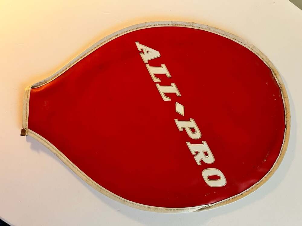 💥💥Vintage All-Pro Tennis Racquet Head Cover Red Vinyl Zippered